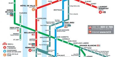 Kaart metro van Lyon