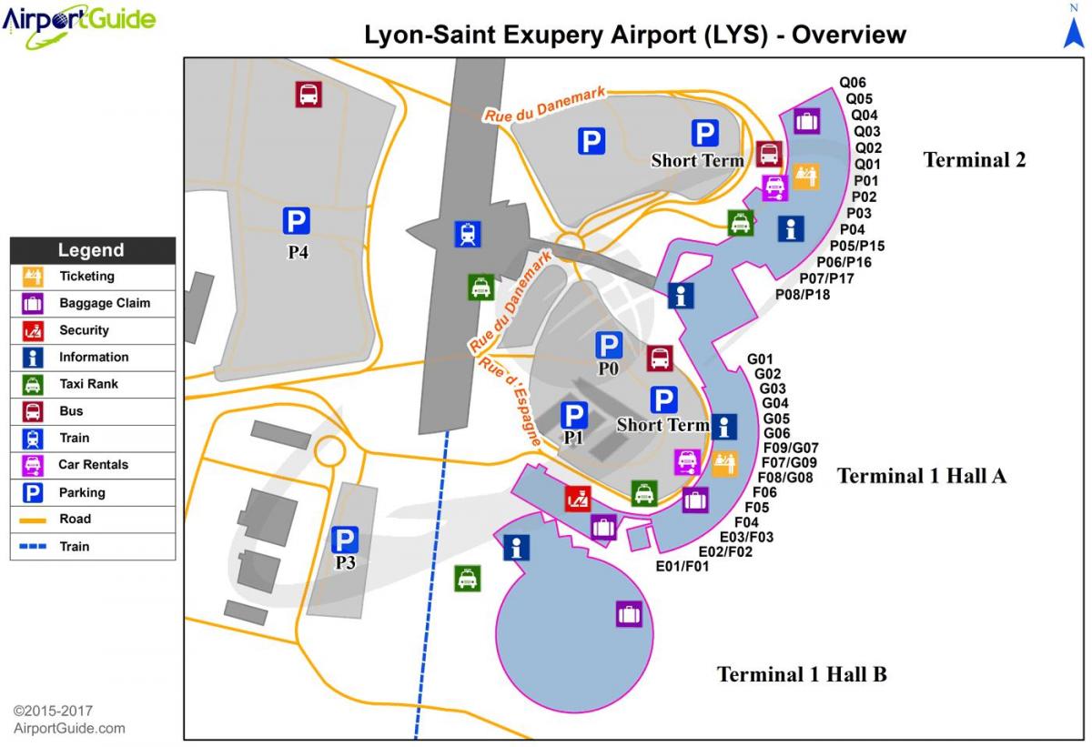 Lyon frankrijk luchthaven kaart
