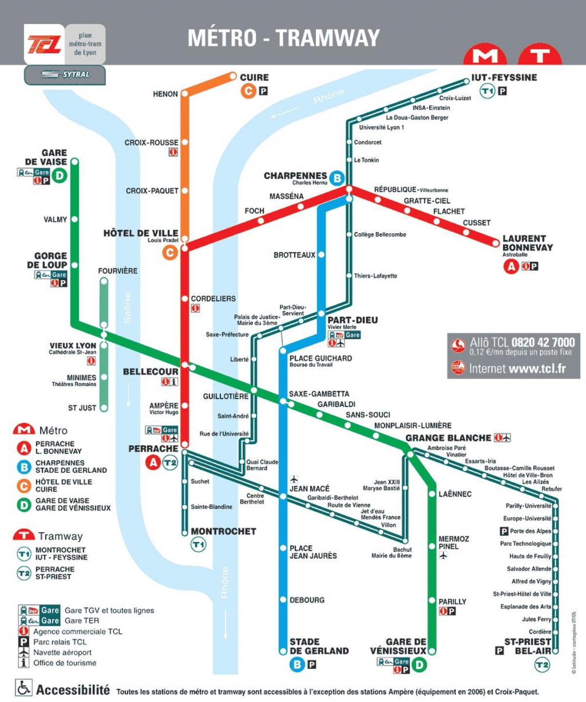 Lyon metro kaart 2016