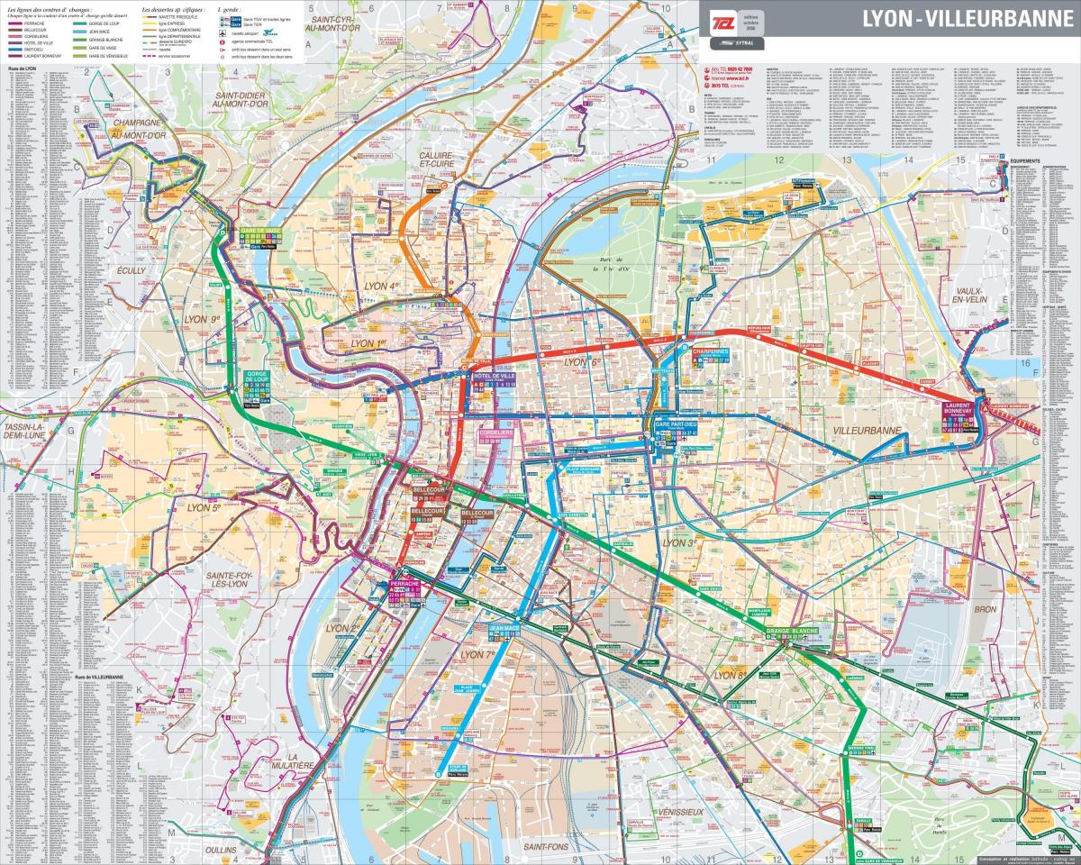 Lyon bus route kaart