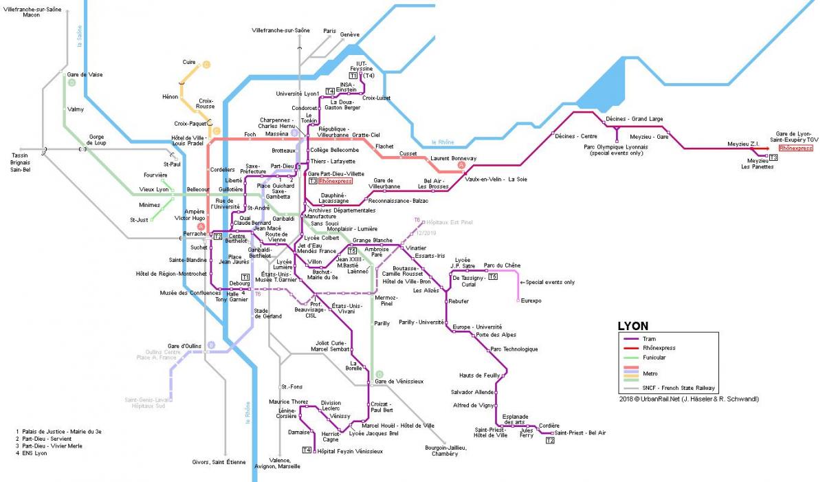 kaart van rhône express Lyon