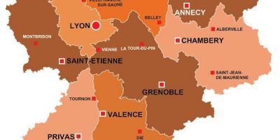 Lyon regio kaart frankrijk