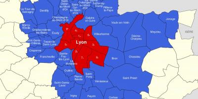 Kaart van Lyon voorstad 